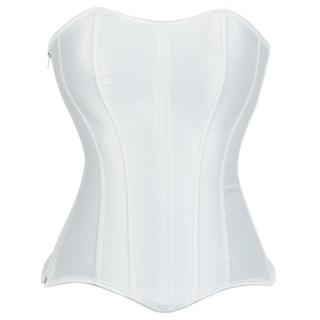 Classic White Satin Side-Zip Corset - Vertical Boning Bustier Top N237806