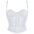 Elegant White Lace Corset - Retro Bridal Bustier with 3-Row Hooks N237802