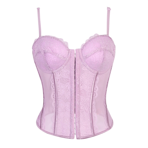 Purple Romantic Corset?? - Delicate Lace & Mesh Sheer Bustier N23795