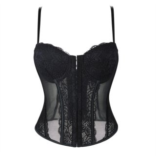 Black Lace Corset?? - Adjustable Underbust Bustier with Sheer Panels N23792