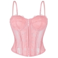 Vintage Pink Lace Corset - Adjustable Underbust Bustier? N23791