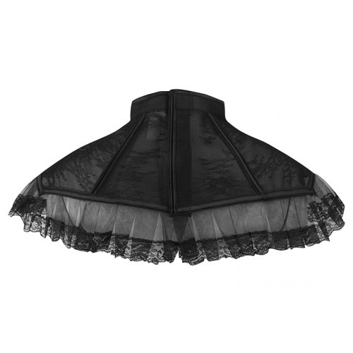 Vintage Gothic Lace Peter Pan Collar - Black High-Neck Victorian Choker for Halloween & Cosplay N23790
