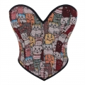 Cute Cat Color Pattern Women's Sexy Tube Top Corset N23641