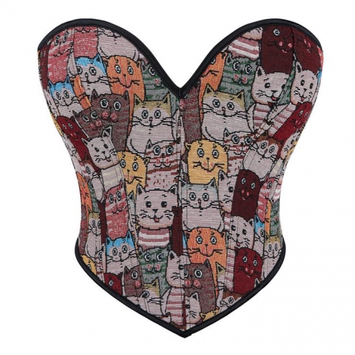 Cute Cat Color Pattern Women's Sexy Tube Top Corset N23641 Cute Cat Color Pattern Women's Sexy Tube Top Corset N23641