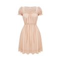 Women's Elegant Square-Neck Ruffled Dress - Short Sleeve Flowy A-Line Mini Dress with Elastic Waist N23778