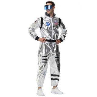 Fashion Men Silver Metallic One-piece Space Suit Adult Cosplay Costume N23769