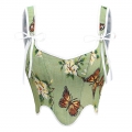 Women's Renaissance Corset Floral Underbust Corset Tops Vintage Boned Corset Belt N23763