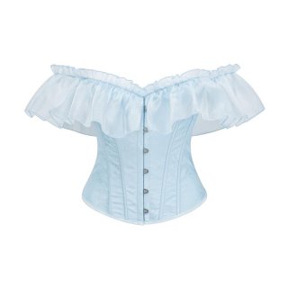Elegant Yellow Off-the-Shoulder Corset with Floral Embroidery & Ruffle Trim - Women's Waist Trainer N23761