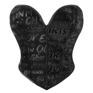 Stylish Black Heart-Shaped Corset with Embossed Words N23757