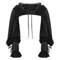 Gothic Chiffon Off-Shoulder Long Sleeve Top with Lace Trim and Lace-Up Details - Dark Romantic Style N23750