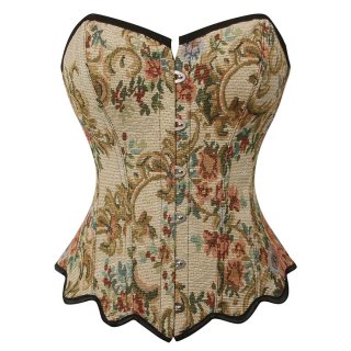 Women's Elegant Blue Floral Lace-Trimmed Corset N23745