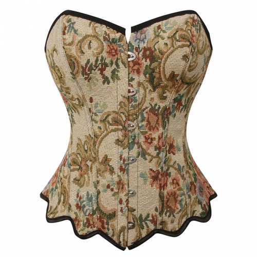 Women's Elegant Blue Floral Lace-Trimmed Corset N23745