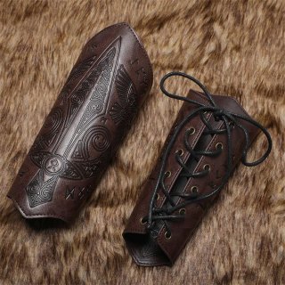 Medieval Leather Gauntlet Wristband Wrist Armor Viking Vambrace Archery Bracers N23743