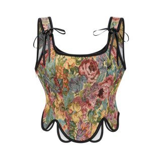 Bustier Tops for Women Renaissance Floral Lace Up Bodyshaper Corset ? N23741