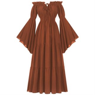 Women's ?Victorian Gothic Off-Shoulder Dress with Bell Sleeves - Halloween Costume & Formal Attire N23735