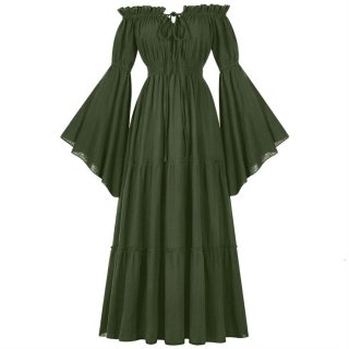 Women's ?Victorian Gothic Off-Shoulder Dress with Bell Sleeves - Halloween Costume & Formal Attire N23734