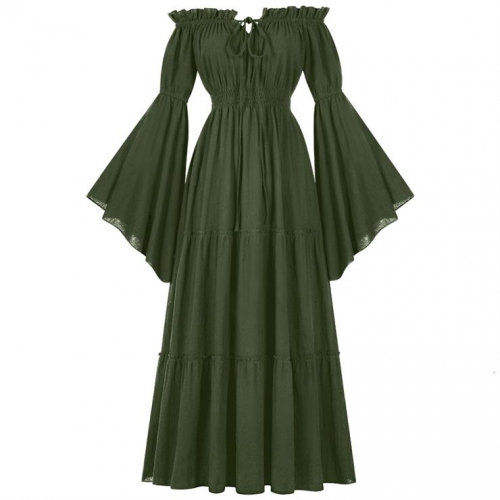 Women's ?Victorian Gothic Off-Shoulder Dress with Bell Sleeves - Halloween Costume & Formal Attire N23734
