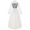 Women's Renaissance Revival Victorian-Inspired Fairy Witch Dress with Floral Bodice and Elegant Sleeve N23724