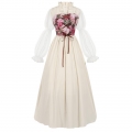 Women's Renaissance Revival Victorian-Inspired Fairy Witch Dress with Floral Bodice and Elegant Sleeve N23723