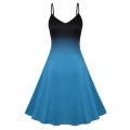 Retro Slim Fit Dark Style Gradually Changing Color Camisole Dress N23721