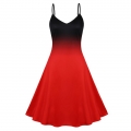 Retro Slim Fit Dark Style Gradually Changing Color Camisole Dress N23719