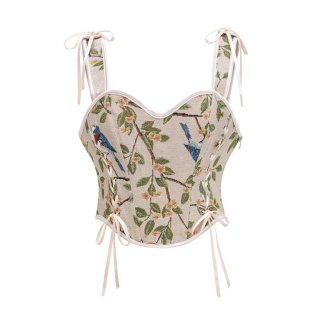 Corset Tops for Women Sweetheart Neckline Floral Corset with Zipper N23712