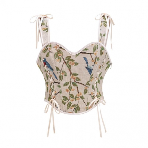 Corset Tops for Women Sweetheart Neckline Floral Corset with Zipper N23712 Corset Tops for Women Sweetheart Neckline Floral Corset with Zipper N23712