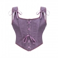 Women's Vintage Renaissance Costume Floral Lace Up Boned Overbust Corset Top Bustier Bodice N23710