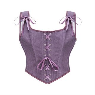 Women's Vintage Renaissance Costume Floral Lace Up Boned Overbust Corset Top Bustier Bodice N23710