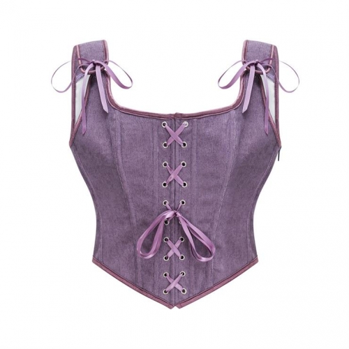 Women's Vintage Renaissance Costume Floral Lace Up Boned Overbust Corset Top Bustier Bodice N23710