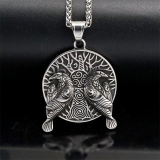 Vintage Norse Viking Pirate Men's Stainless Steel Pendant - Mythological Odin's Design J23701