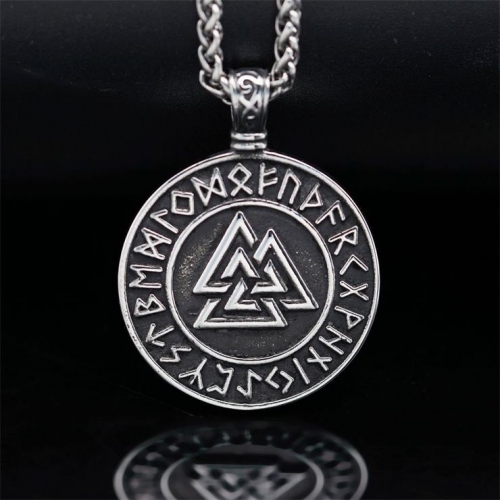 Vintage Norse Viking Pirate Men's Stainless Steel Pendant - Mythological Odin's Design J23700
