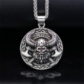 Vintage Norse Viking Pirate Men's Stainless Steel Pendant - Mythological Odin's Design J23699