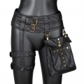 Steampunk PU Leather Satchel Bag with Gear Studs & Chain Strap - Women's Retro Punk Purse N23698
