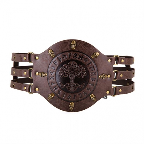 Viking Waist Belt - Intricate Medieval Embossed Design for Halloween Cosplay & Steampunk Warrior Costumes N23694