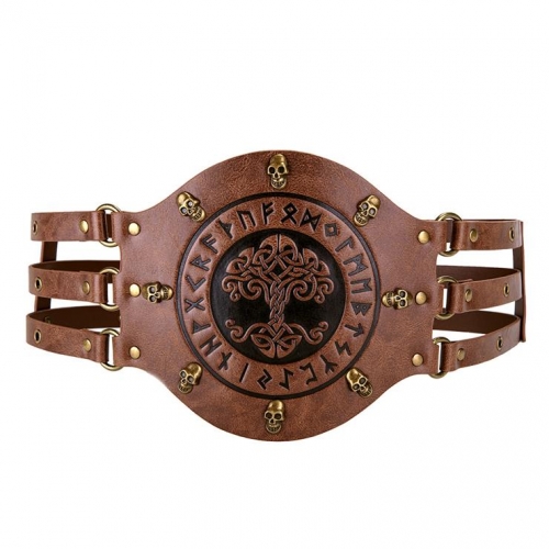 Viking Waist Belt - Intricate Medieval Embossed Design for Halloween Cosplay & Steampunk Warrior Costumes N23693