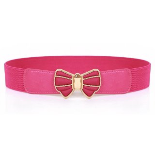 Women's Fashion Elastic Metal Bowknot Buckle Wide Waist Belt Casual Cinch Belt N15369