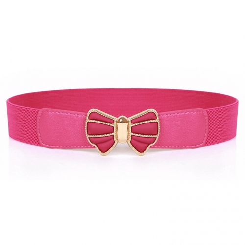 Women's Fashion Elastic Metal Bowknot Buckle Wide Waist Belt Casual Cinch Belt N15369