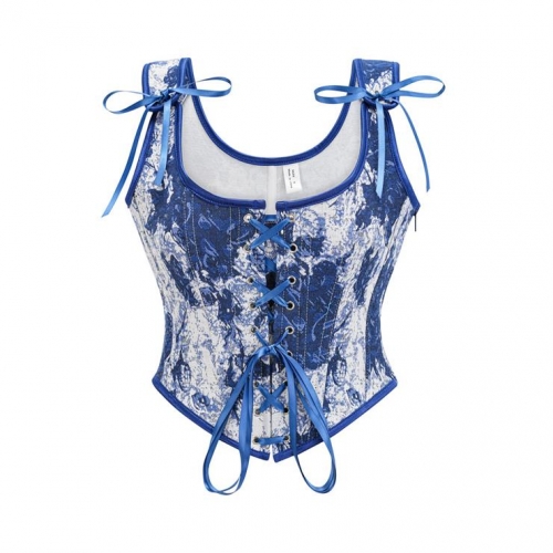 Vintage Floral Embroidered Camisole, Corset Vest Top for Women Bustier Shapewear N23675