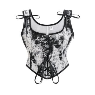 Vintage Floral Embroidered Camisole, Corset Vest Top for Women Bustier Shapewear N23673