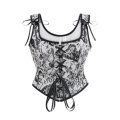French strap bra vintage oil painting printed short top corset N23672