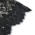 Women's Fashion Plastic Boned Black Overbust Corset with Long Floral Lace Sleeve N14474