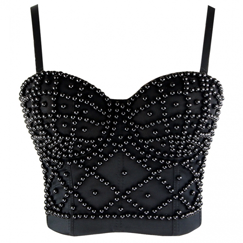 Women's Sexy Spaghetti Strap Beads Bustier Bra N14406