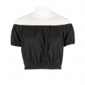 Sexy Black Short Sleeve Off Shoulder Crop Top and Plaid Skirt Set N12967