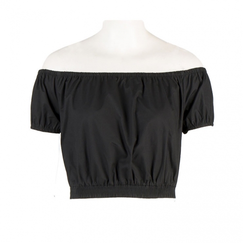 Sexy Black Short Sleeve Off Shoulder Crop Top and Plaid Skirt Set N12967