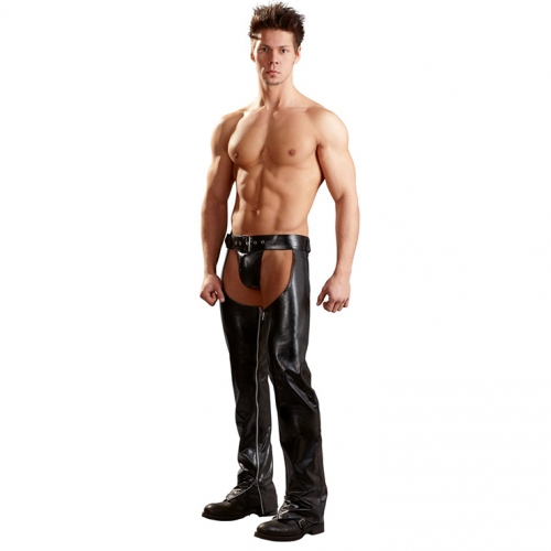 Men's Sexy Black Open Hip Pants Trousers N14165