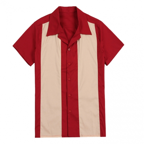 Red Male Fifties Bowling Shirt N13087