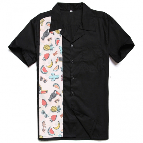 Black Male Fifties Bowling Shirt N13056
