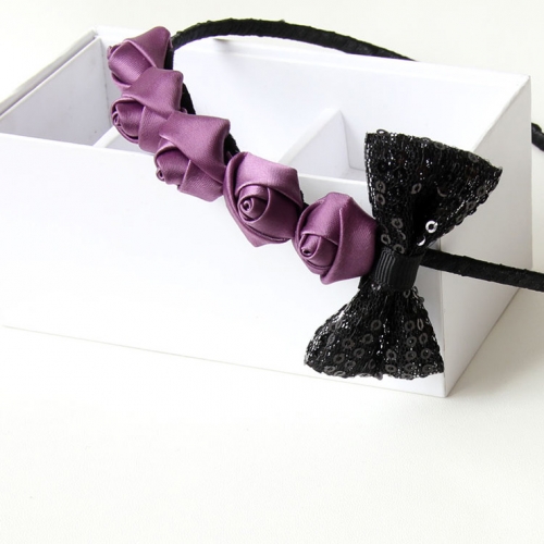 Gorgeous Girl's Purple Rose Bow Hair Clasp J13034