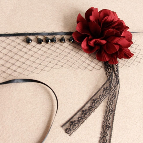 Women's Sexy Flower Gems Fishnet Face Mask MS13023